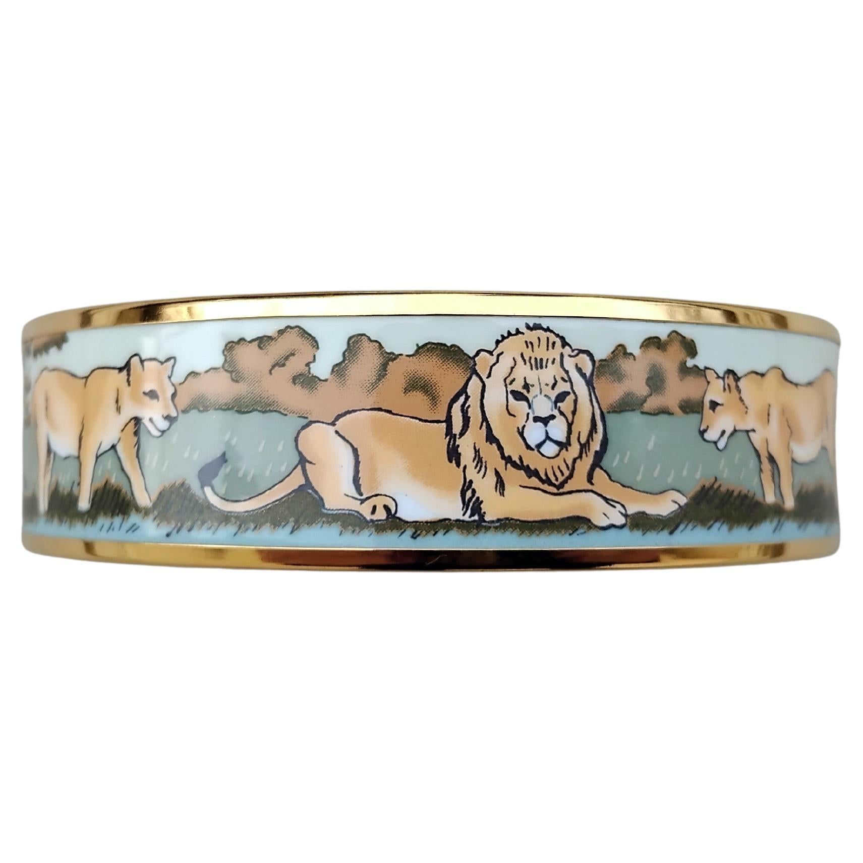 Hermès Lions Jewels Set Necklace Bracelet Earrings Green Gold Hdw en vente 1