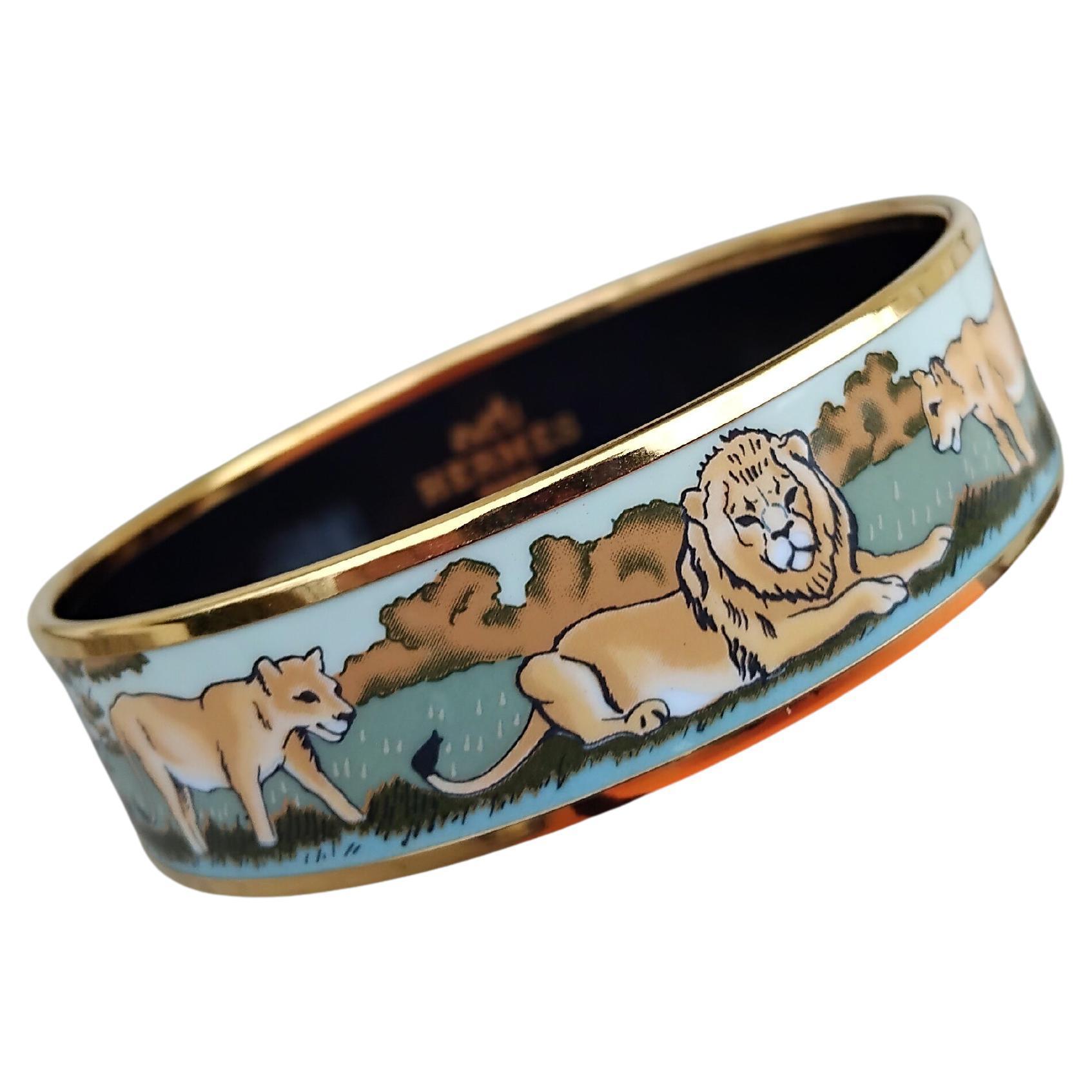 Hermès Lions Jewels Set Necklace Bracelet Earrings Green Gold Hdw en vente 4