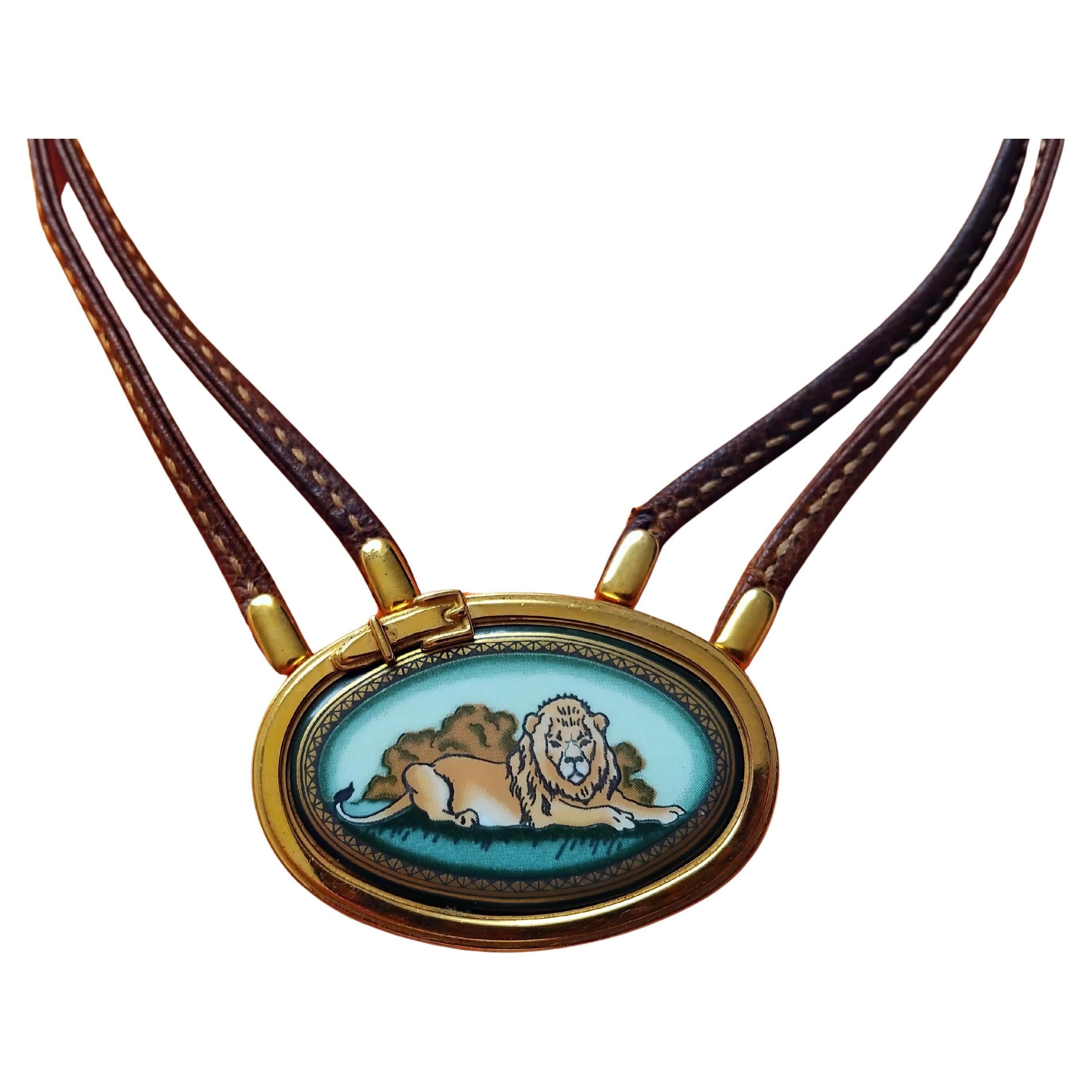 Hermès Lions Jewels Set Necklace Bracelet Earrings Green Gold Hdw For Sale 5