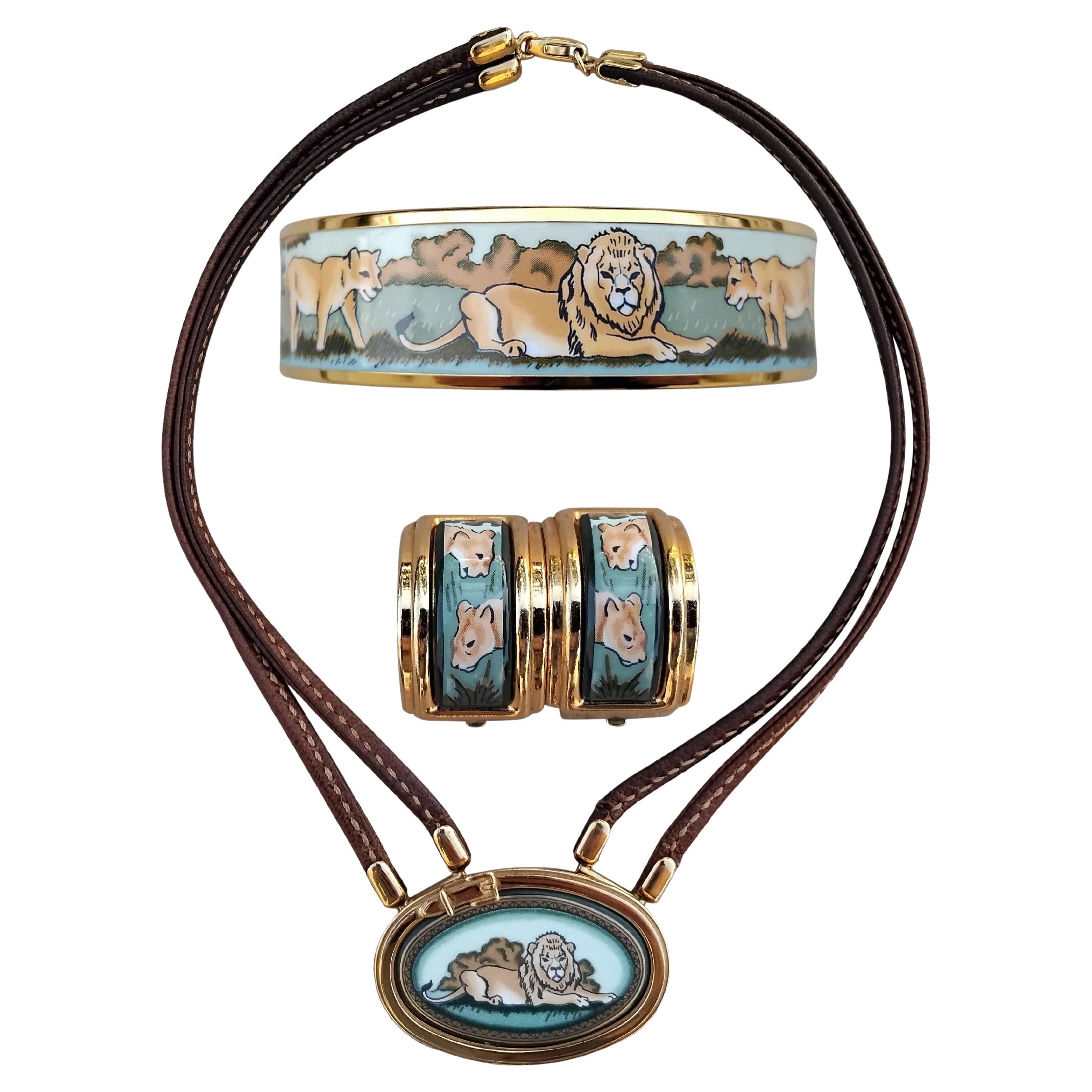 Hermès Lions Jewell Set Collana Bracciale Orecchini Greene & Greene