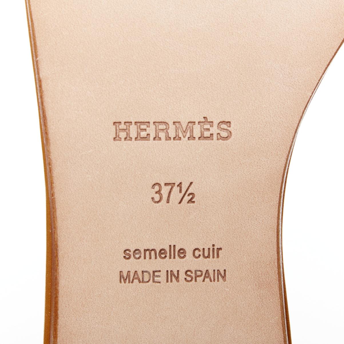 HERMES Lisboa Chaine d'ÄôAncre piel marrón recortada sandalia plana slippers EU37.5 en venta 5