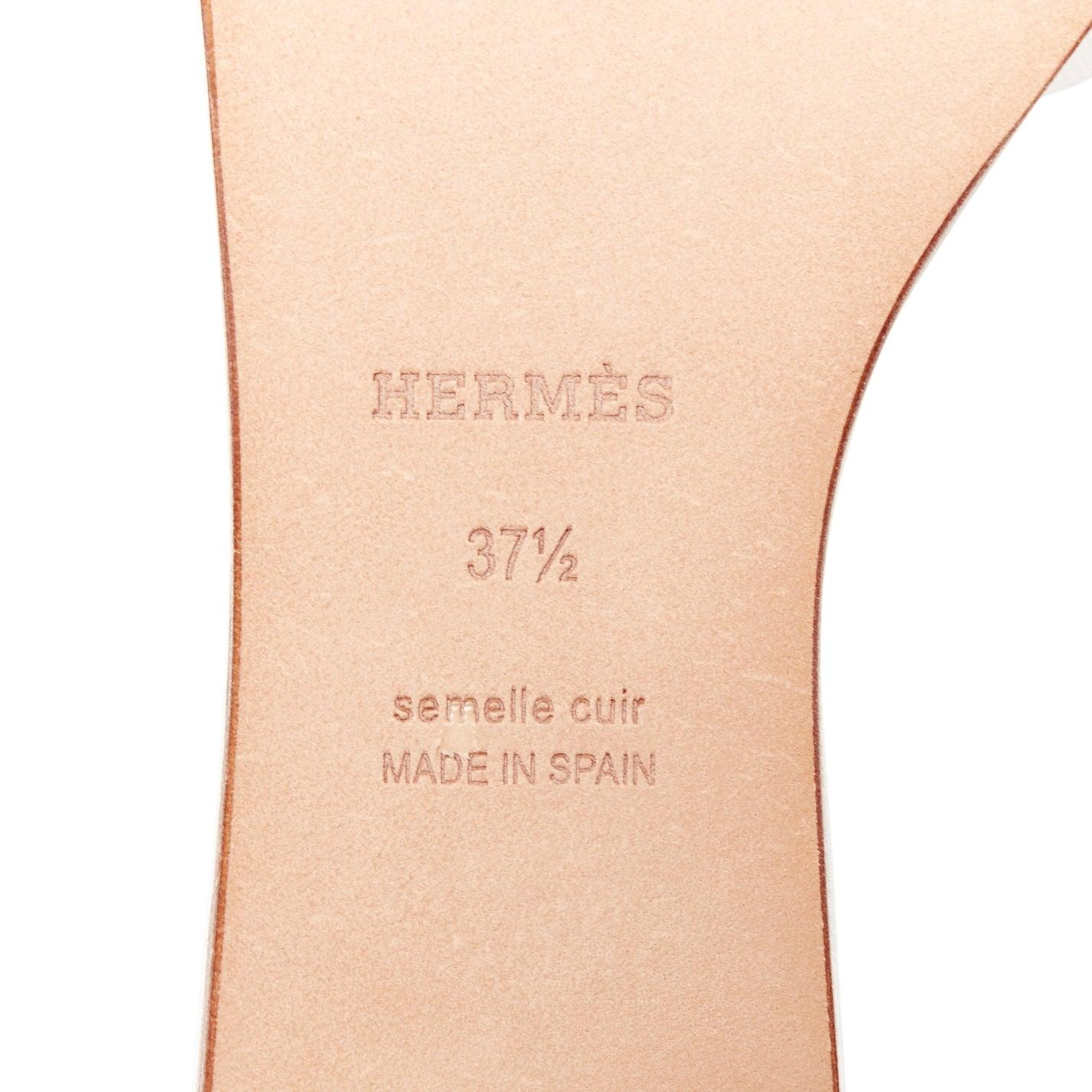 HERMES Lisboa Chaine d'ÄôAncre in pelle bianca, ciabatte piatte con taglio, EU37.5 in vendita 5