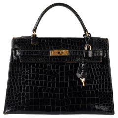 Hermès Lisse Crocodile Kelly 32 Retourne Handbag