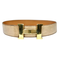 Retro Hermes Lizard Constance Belt 