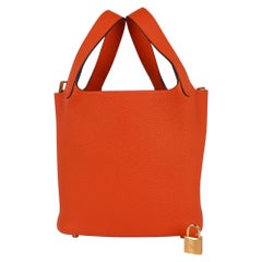 Hermes Lock 18 Tasche Feu Gold Hardware Clemence Leder