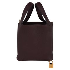 Sac Hermès Lock 18 rouge Sellier cuir Clemence finitions métalliques dorées