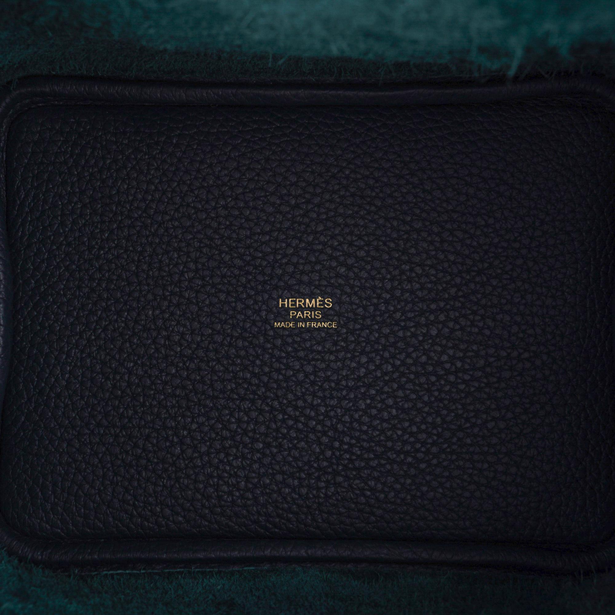 Women's Hermes Lock 18 Bag Vert Cypress Gold Hardware Clemence Leather