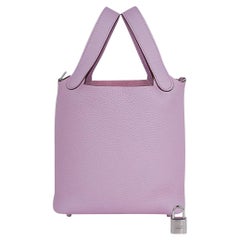 Hermes Lock 18 Mauve Sylvestre Tote Bag Palladium Hardware Clemence Leather