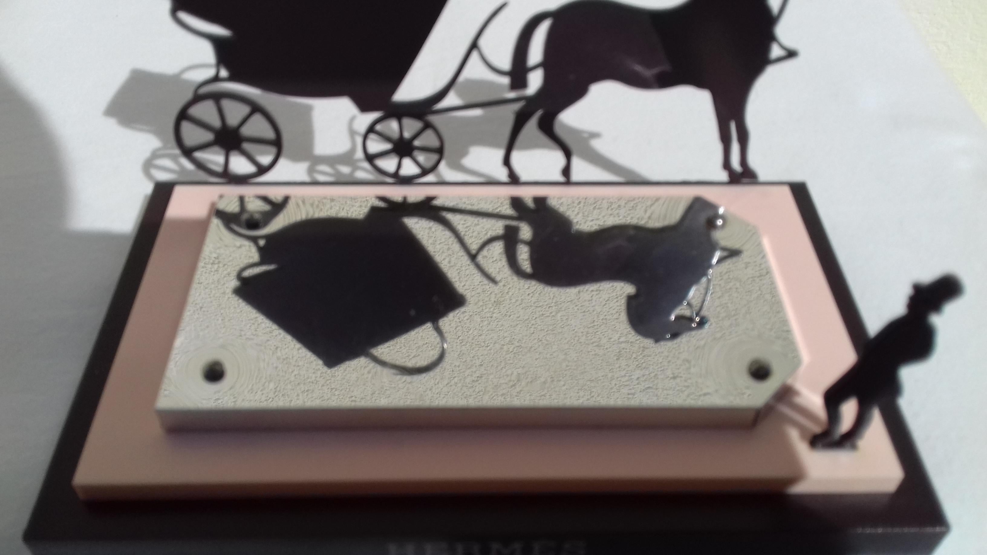 Black Hermès Logo Carriage Coachman And Horse In Metal Display