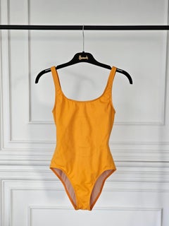 Hermes Logo orange one piece swimsuit! Baywatch cut 90s vibe!