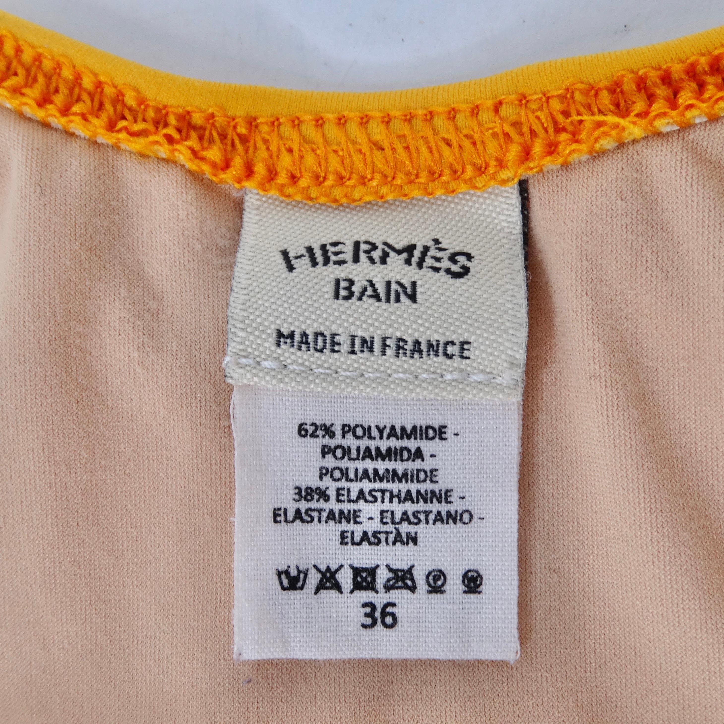Hermes Logo Orange One Piece Swimsuit For Sale 8