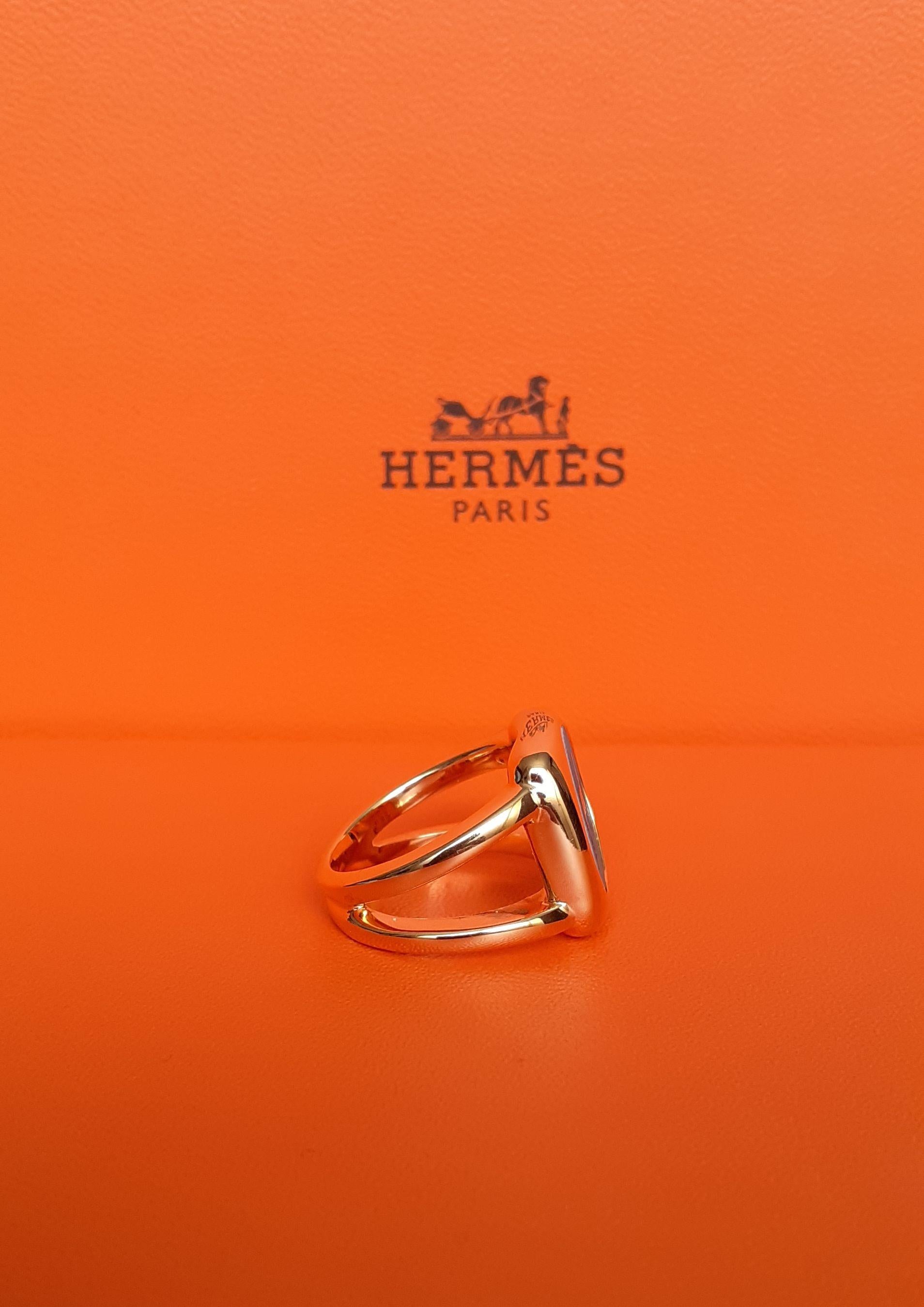 Women's or Men's  Hermès Logo Signet Ring Horse Equestrian Theme Ghw Size 8 / 8.5