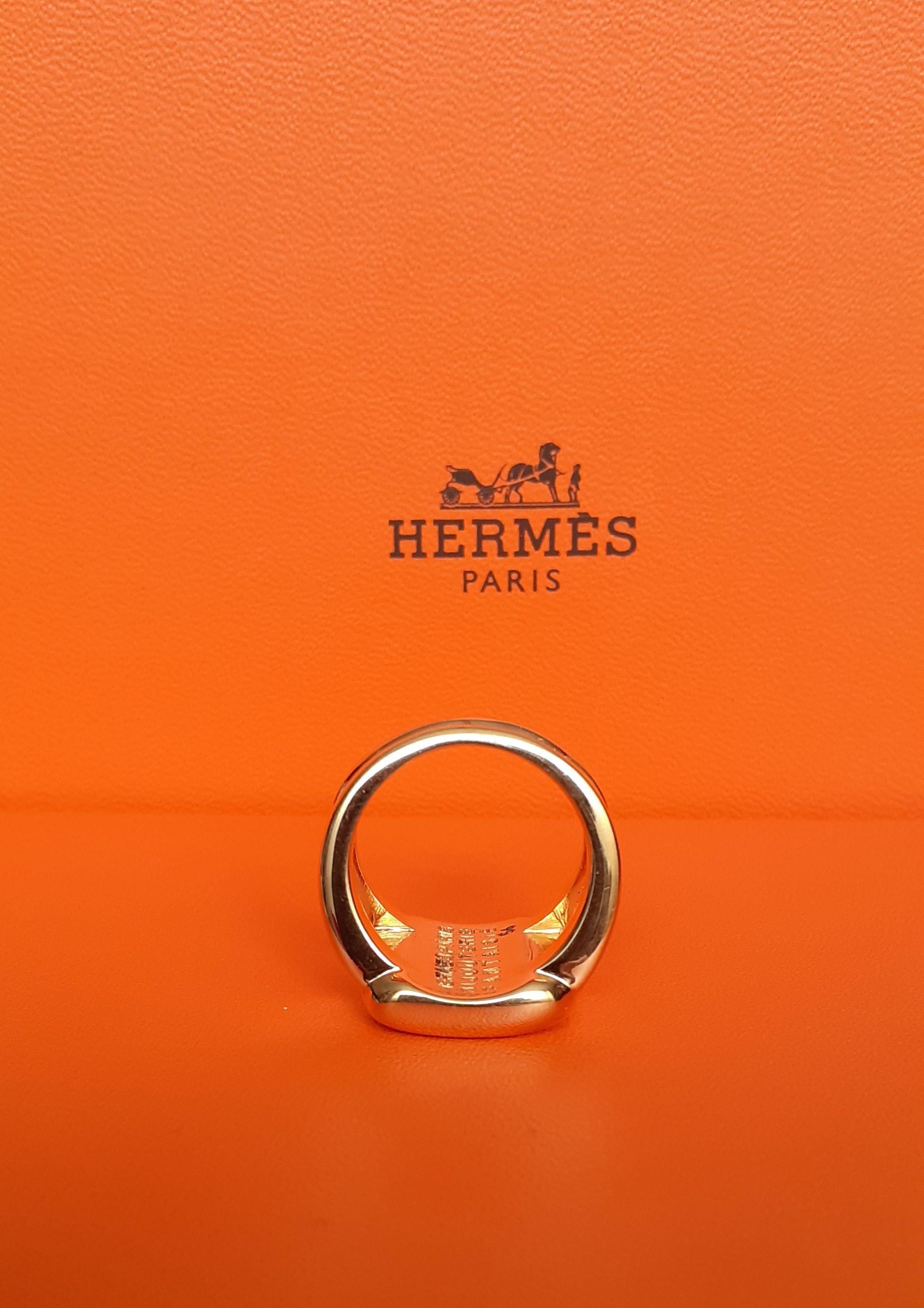  Hermès Logo Signet Ring Horse Equestrian Theme Ghw Size 8 / 8.5 1