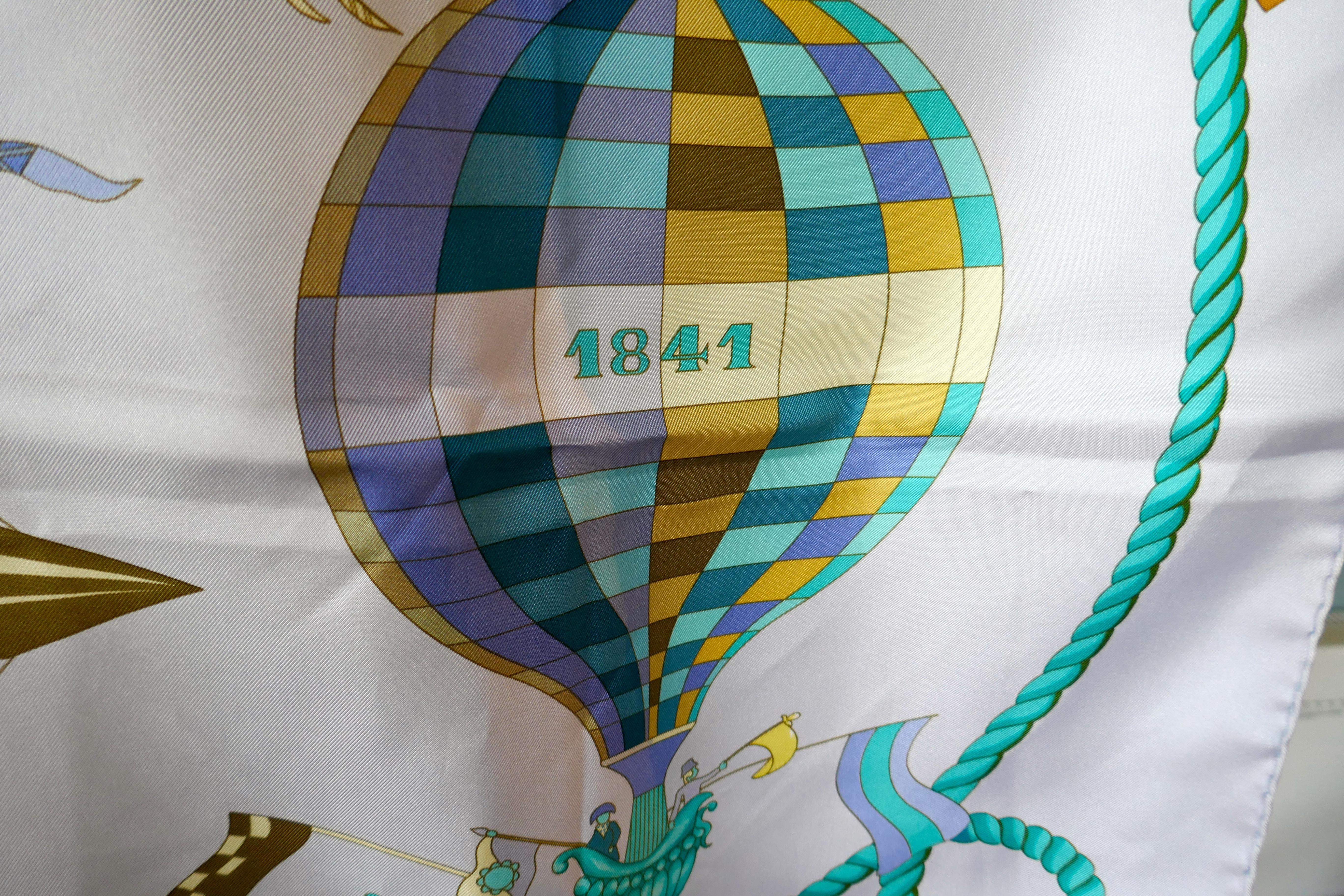 HERMÈS Loïc Dubigeon design “Les Foiles du Ciel” Balloons Print Silk Scarf 1