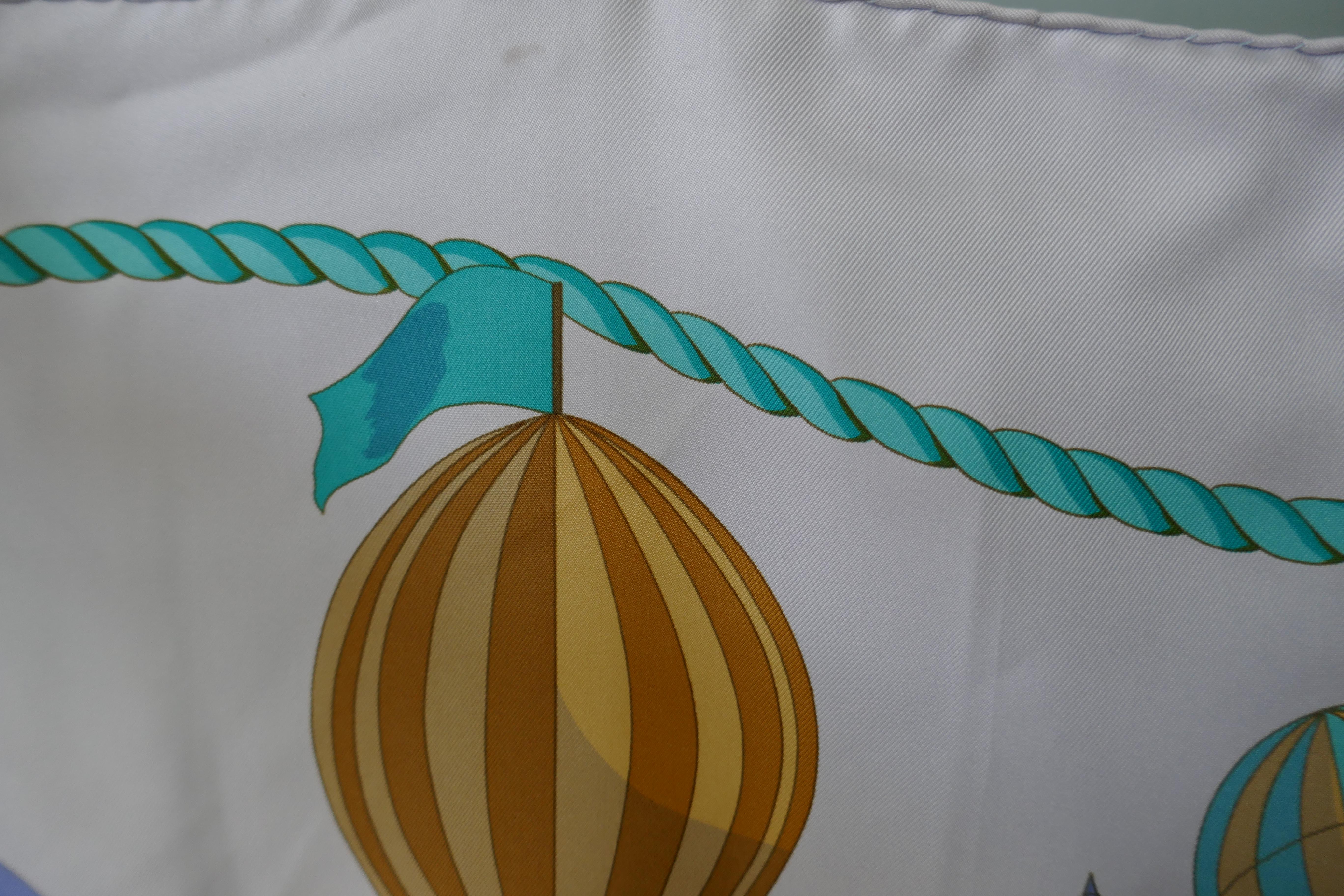HERMÈS Loïc Dubigeon design “Les Foiles du Ciel” Balloons Print Silk Scarf 2