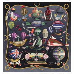 Hermès Loïc Dubigeon „Les Folies Du Ciel“ Luftballon-Fliegender Seidenschal