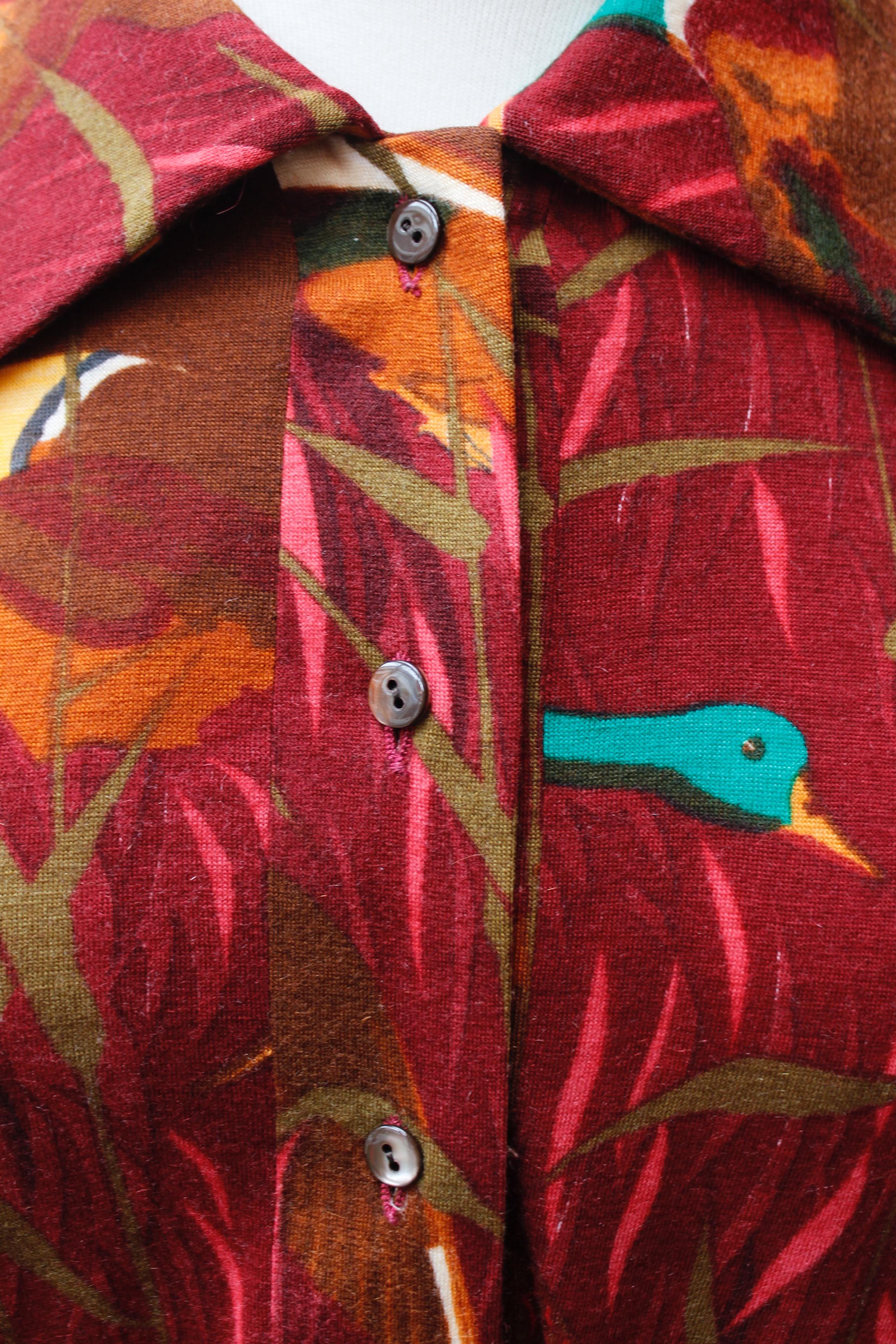 Hermès long burgundy wool dress with “Cols Verts” print For Sale 1