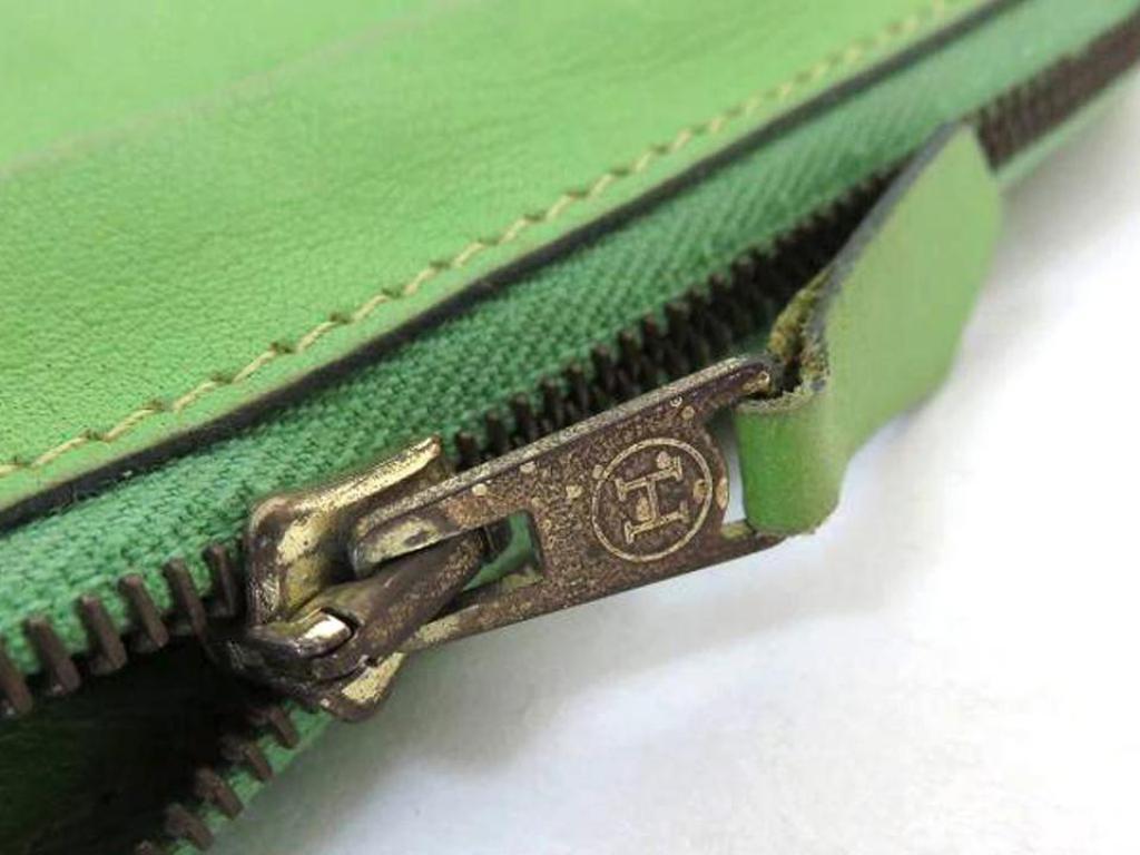 Hermès Long Case 216831 Green Leather Clutch 1