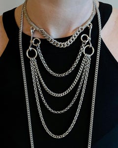 Hermes Long Chain Diamond 10.88ct Silver Choker Necklace