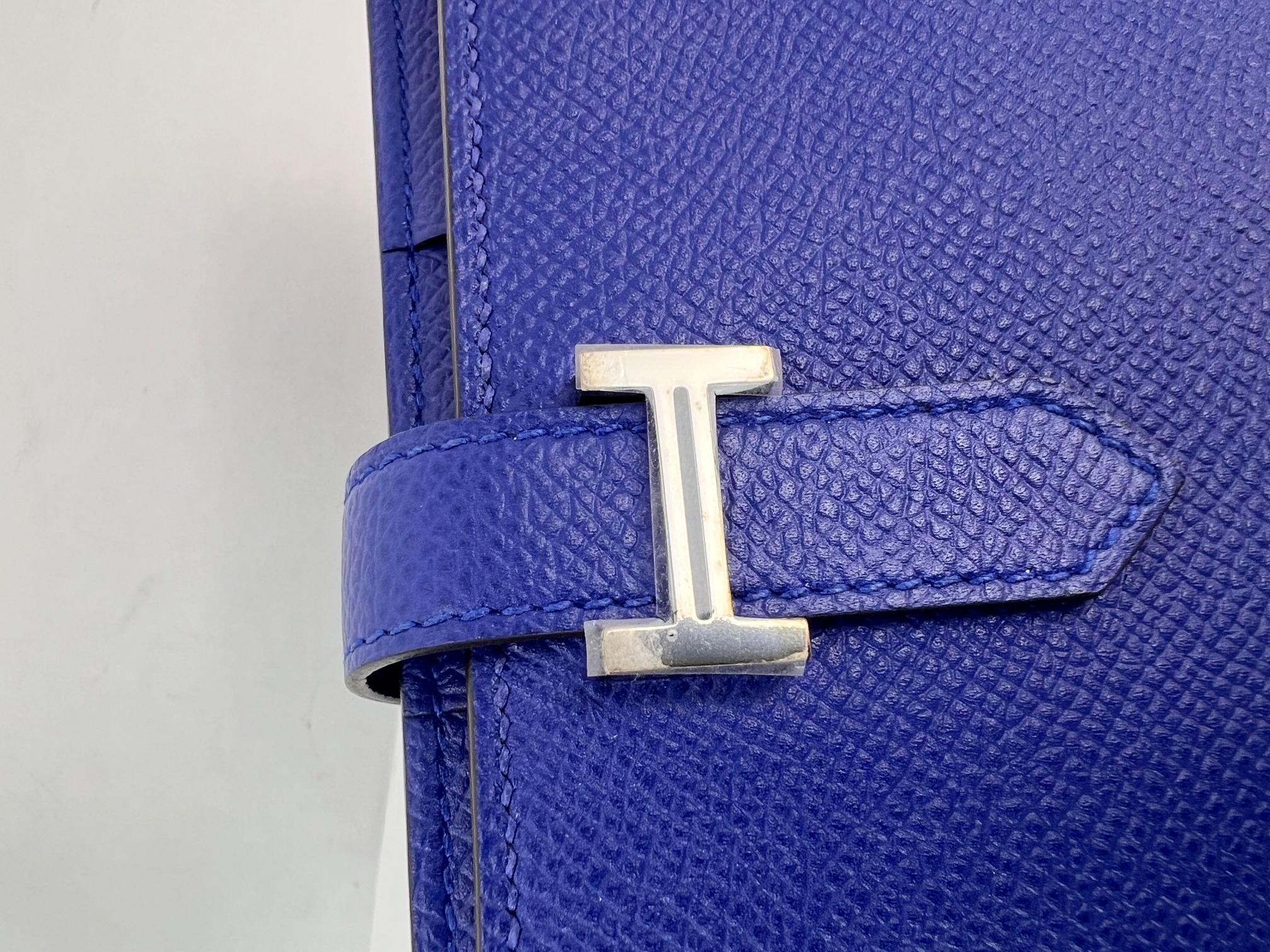 Hermes Long Epson Bearn Gusset Electrique Bleu Wallet For Sale 7