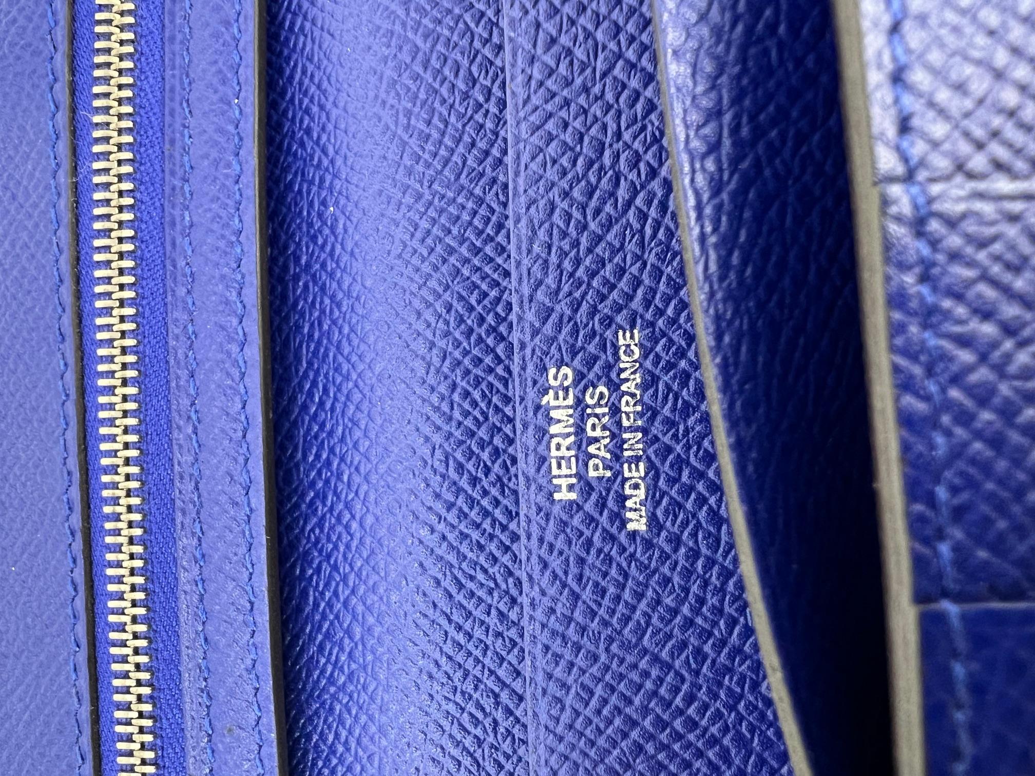 Hermes Long Epson Bearn Gusset Electrique Bleu Wallet For Sale 3