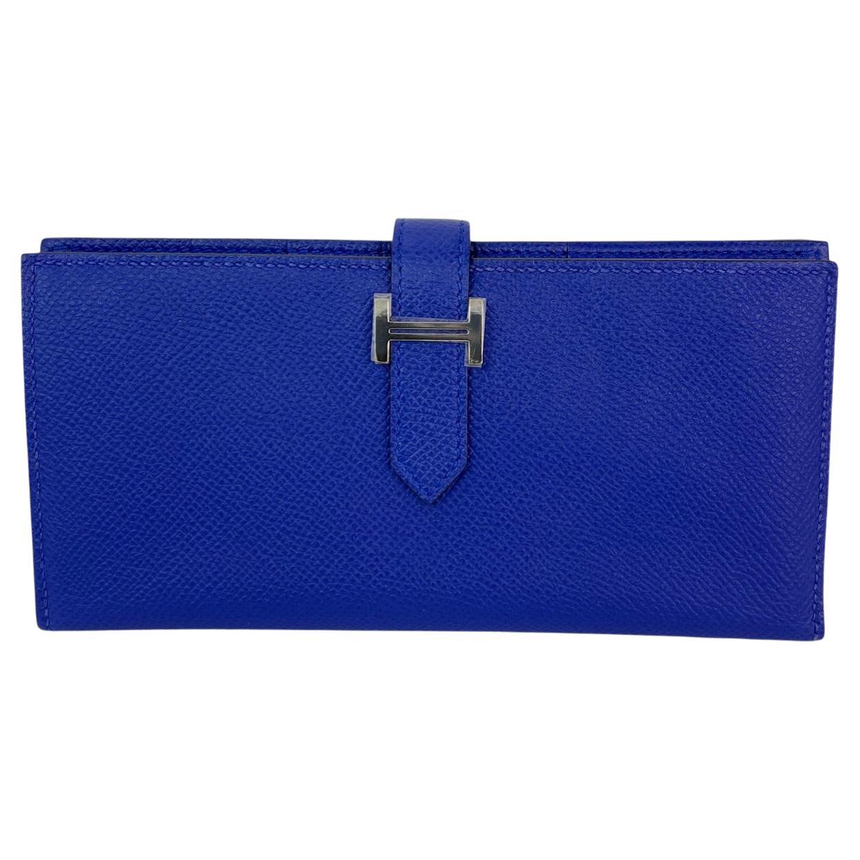 Hermes Long Epson Bearn Gusset Electrique Bleu Wallet