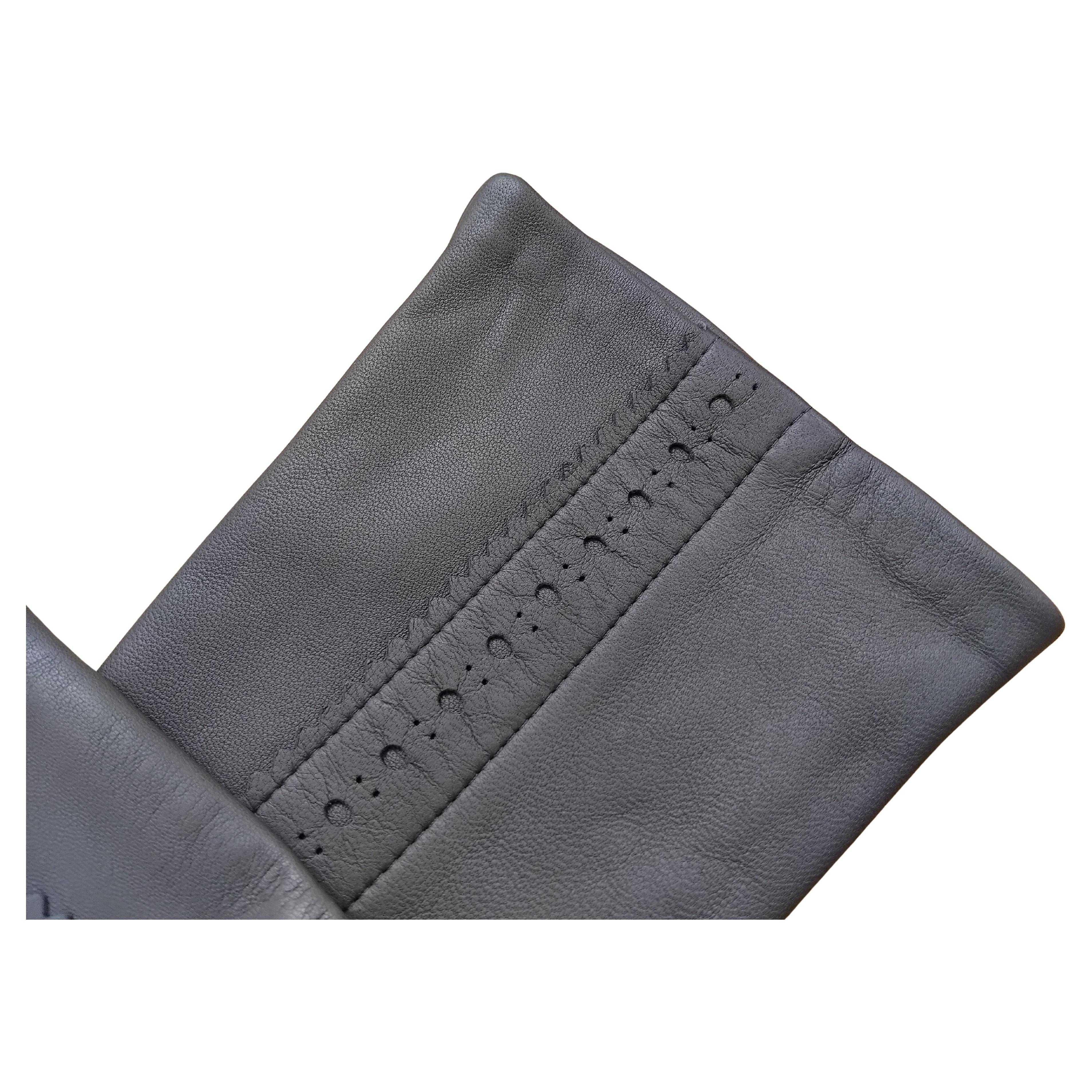Donna Hermès Long Ghillies Gloves Leather Silk Size 7 in vendita