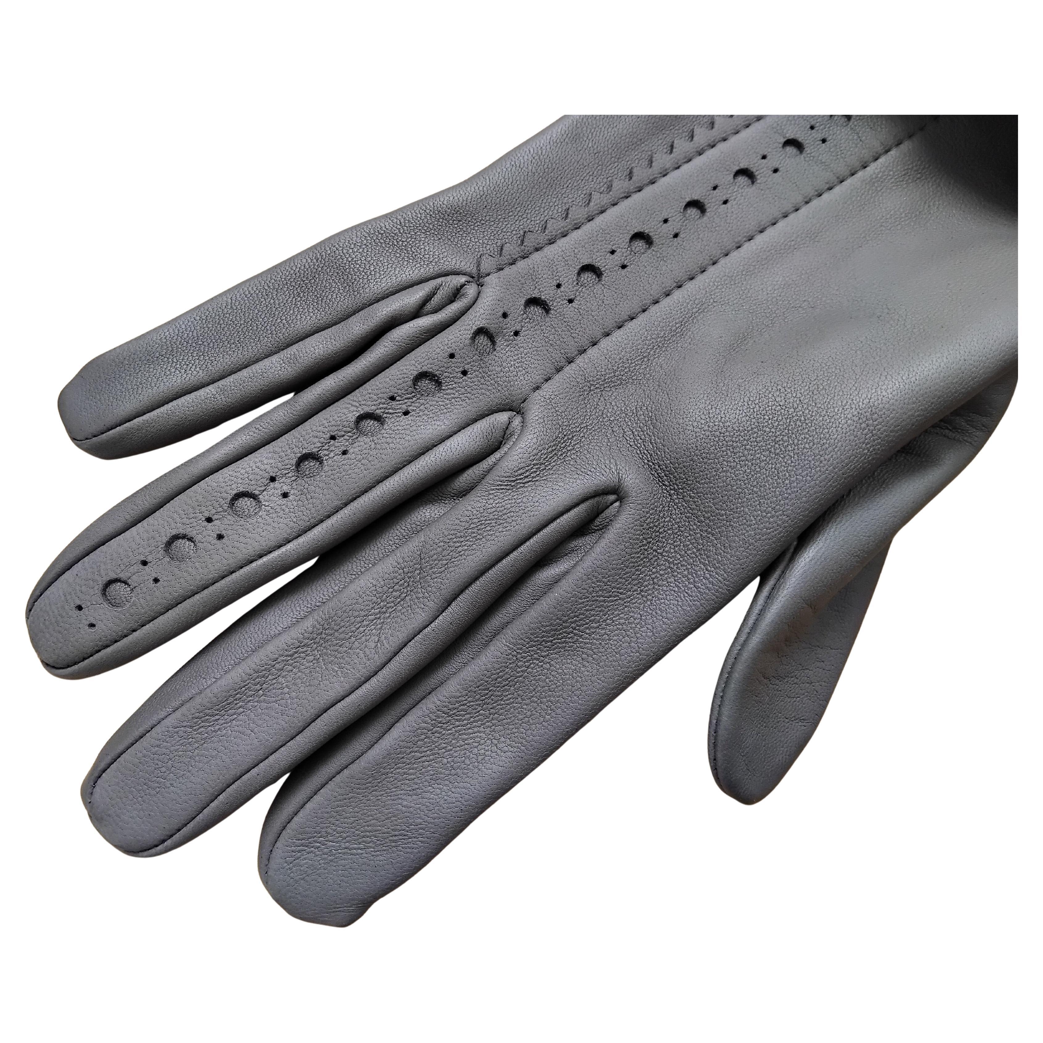 Hermès Long Ghillies Gloves Leather Silk Size 7 in vendita 1