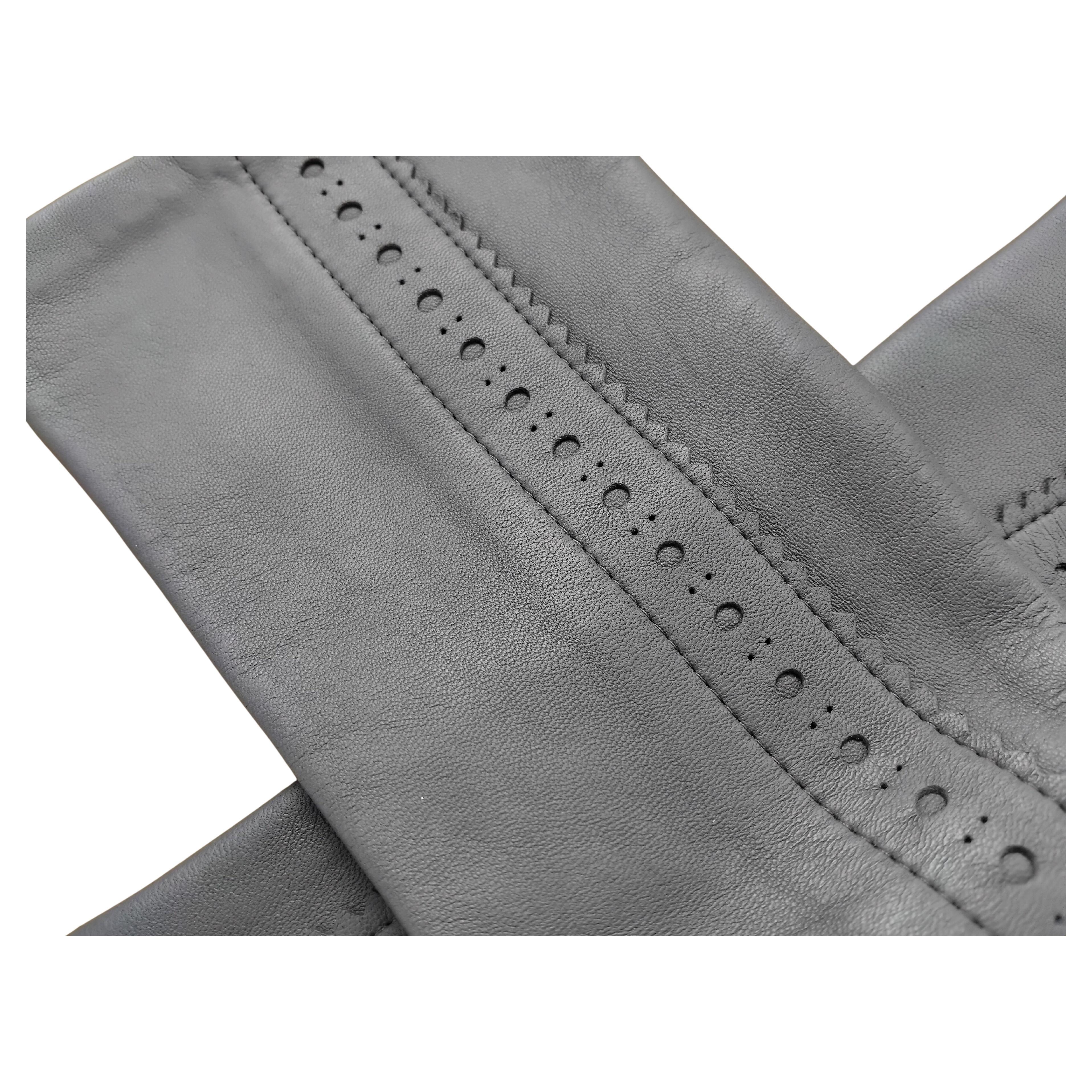 Hermès Long Ghillies Gloves Leather Silk Size 7 in vendita 2