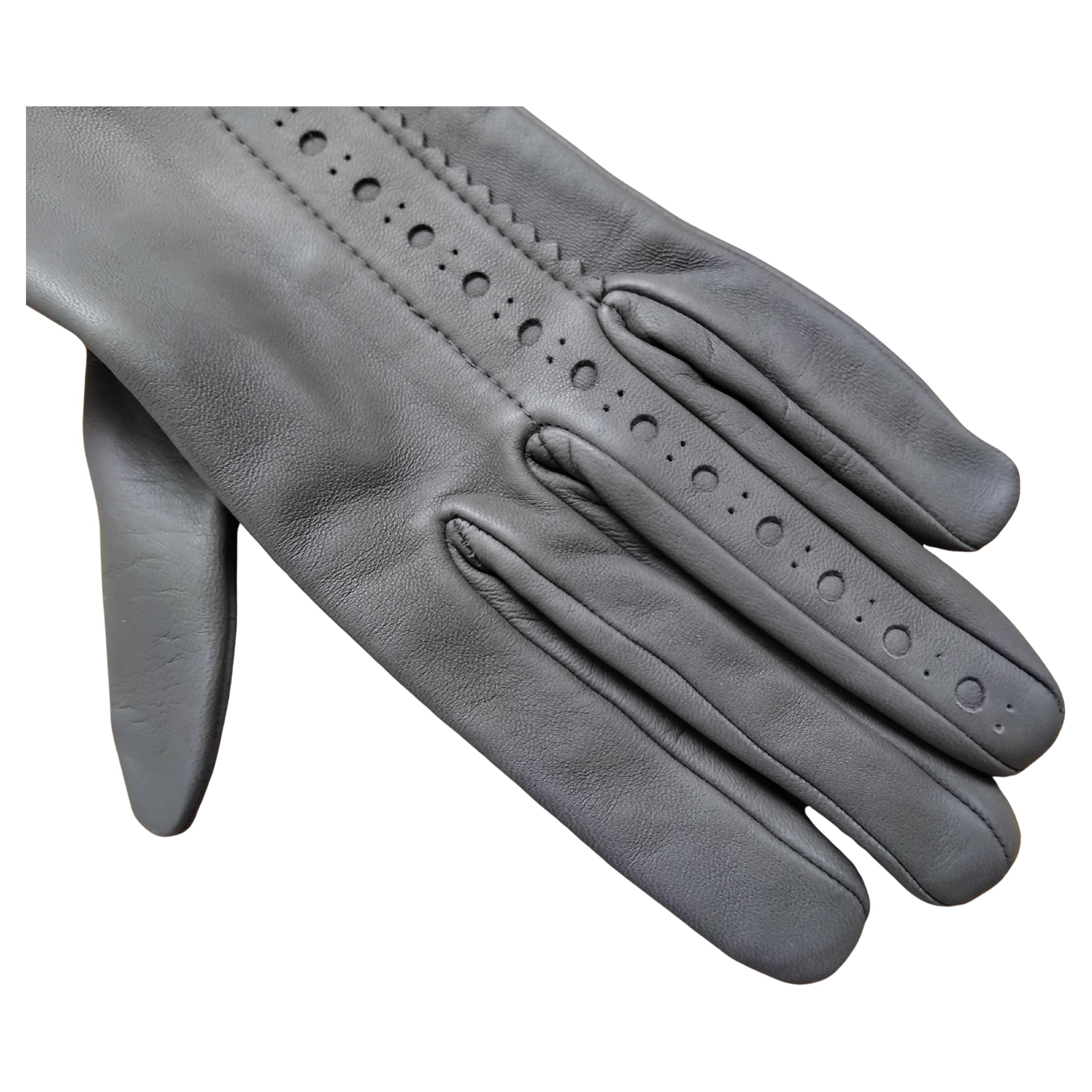 Hermès Long Ghillies Gloves Leather Silk Size 7 in vendita 3