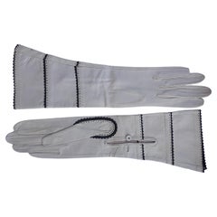 Vintage Hermès Long Gloves Pale Pink Leather Size 6