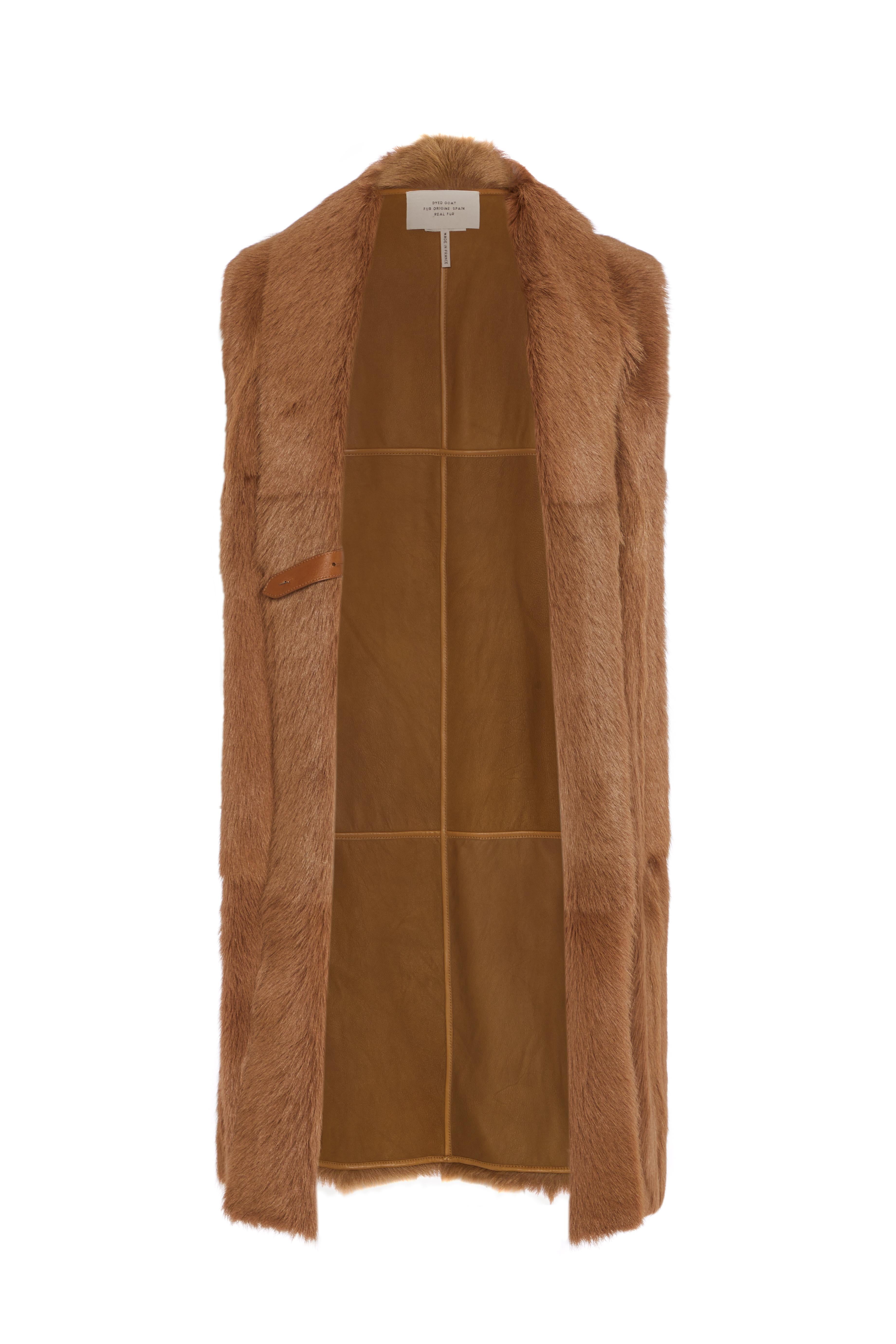 Women's Hermès Long Golden Brown Goat Fur Gilet