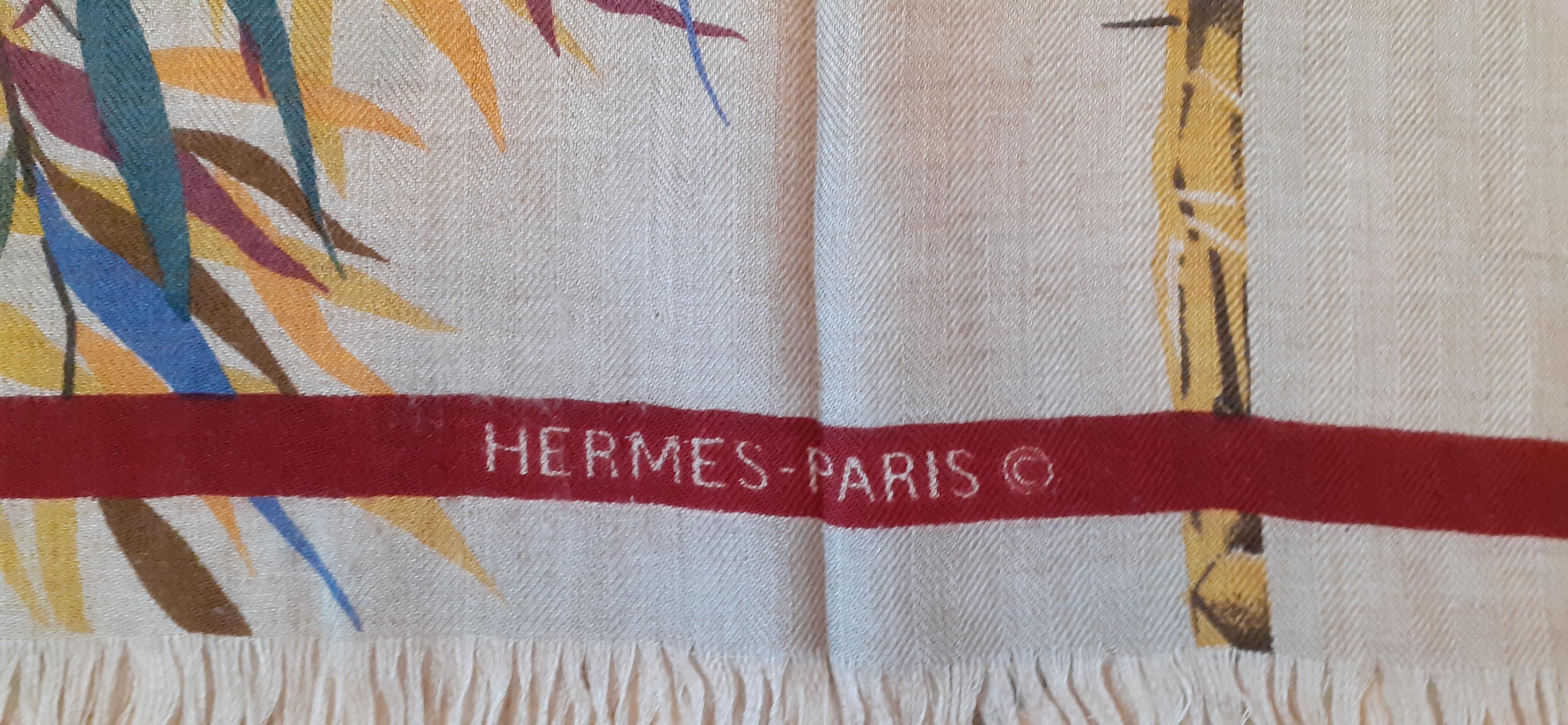 Women's Hermès Long Scarf Stole Cashmere and Silk Bamboo Print For Sale