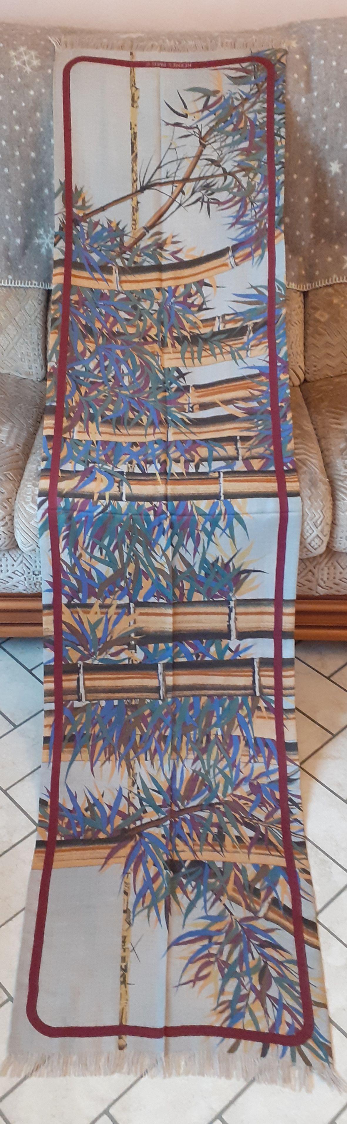 Écharpe longue Hermès Cachemire et soie imprimé bambou en vente 4