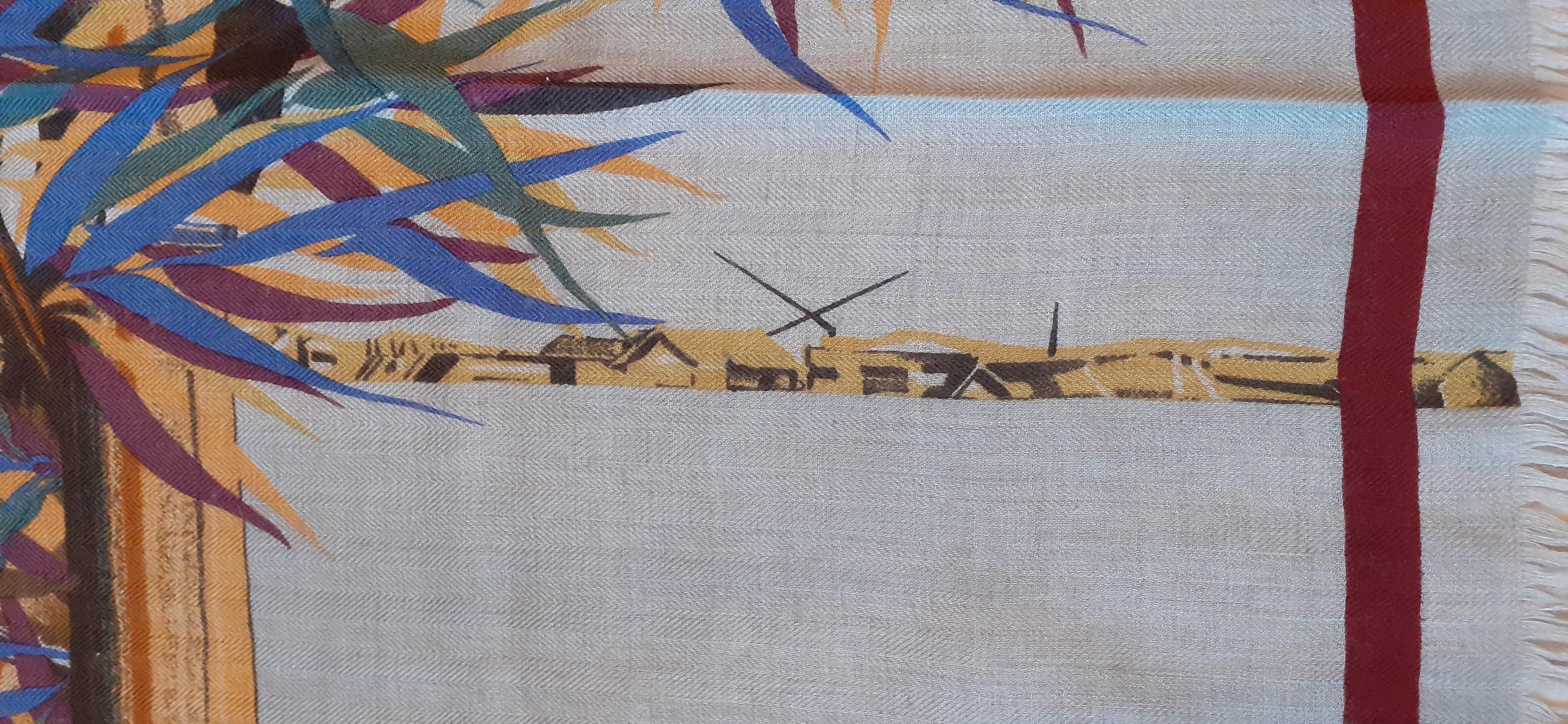 Écharpe longue Hermès Cachemire et soie imprimé bambou en vente 6