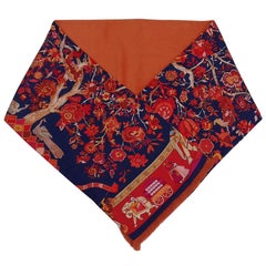 Hermès Long Scarf Stola Pashmina Cashmere and Silk Fantaisies Indiennes Dubigeon