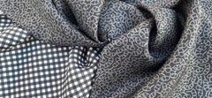Hermès Long Silk Scarf Double-Sided Chaine d'Ancre and Checks Pattern