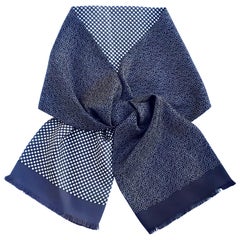 Hermès Long Silk Scarf Double-Sided Chaine d'Ancre and Checks Pattern