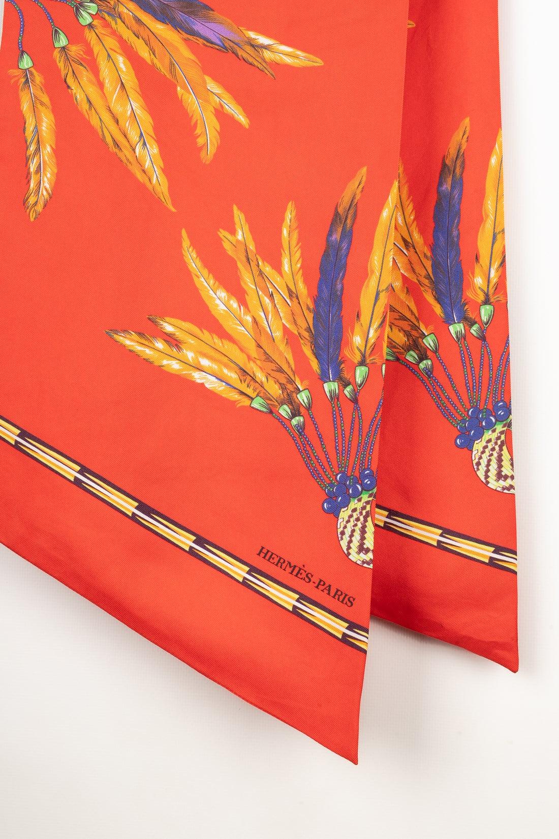 Women's Hermès Long Silk Scarf in Red Tones For Sale