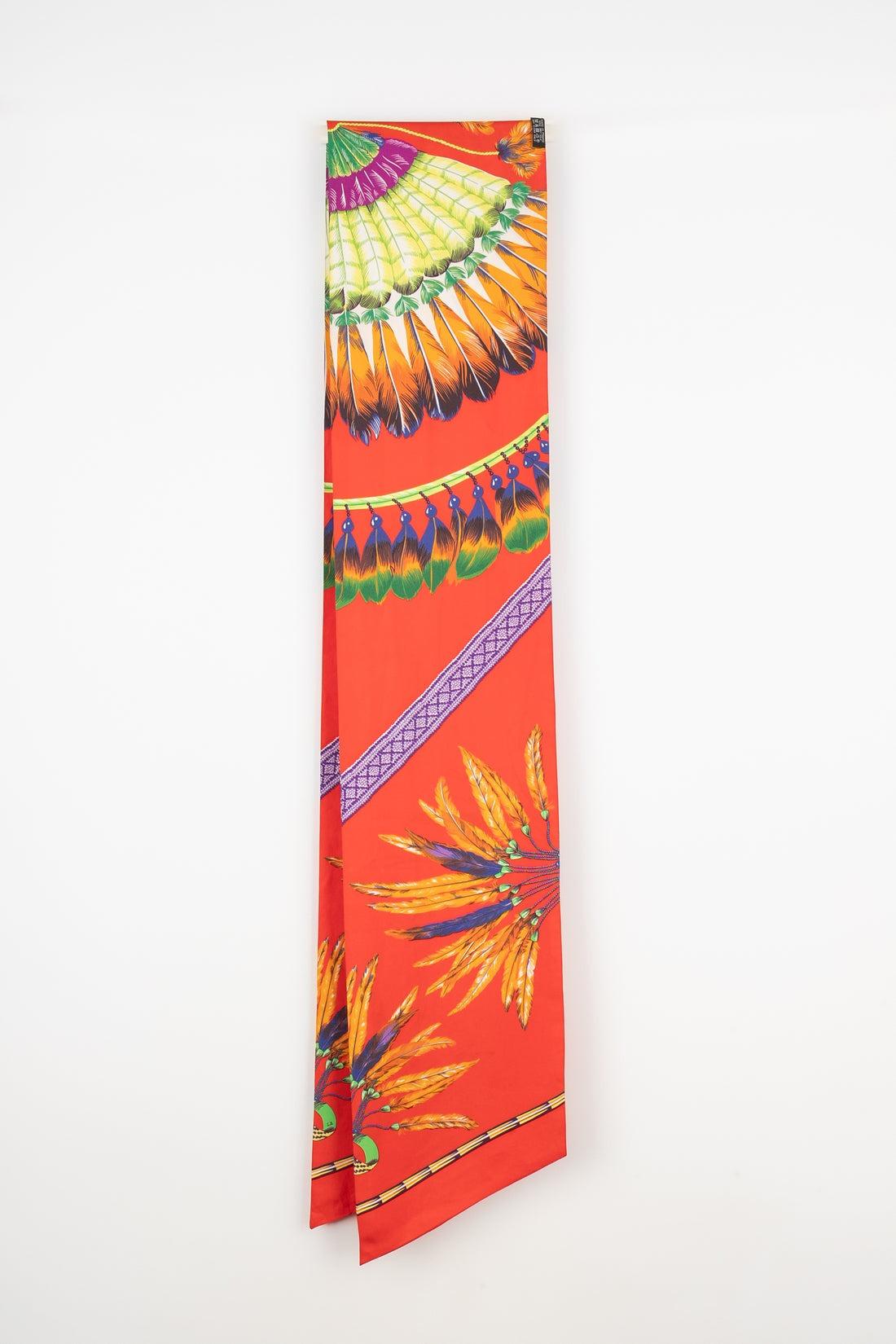Hermès Long Silk Scarf in Red Tones For Sale 1