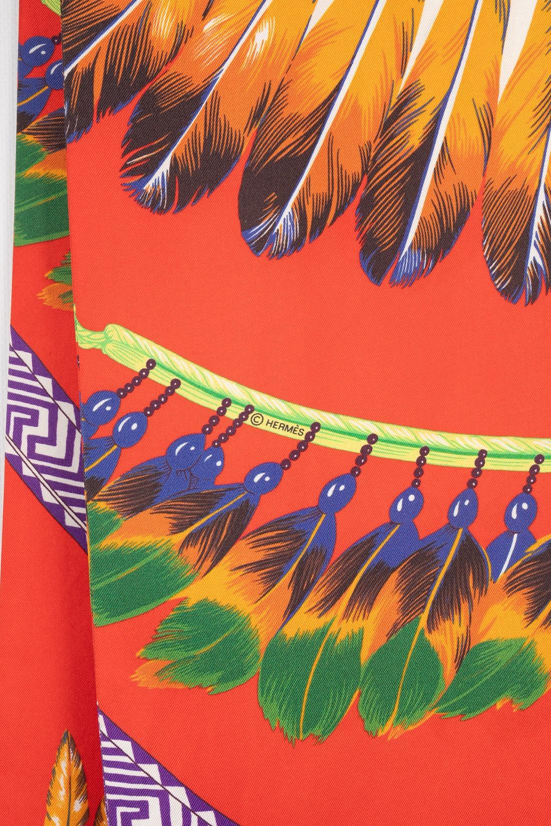 Hermès Long Silk Scarf in Red Tones For Sale 2