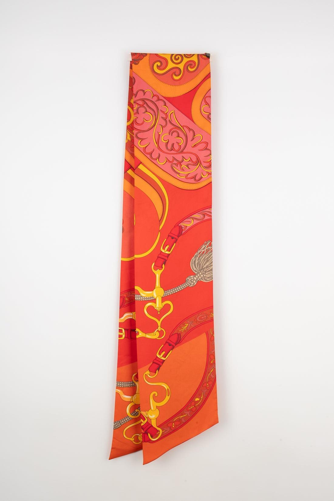 Hermès Long Silk Twill Foulard/Scarf in Orange Tones 1