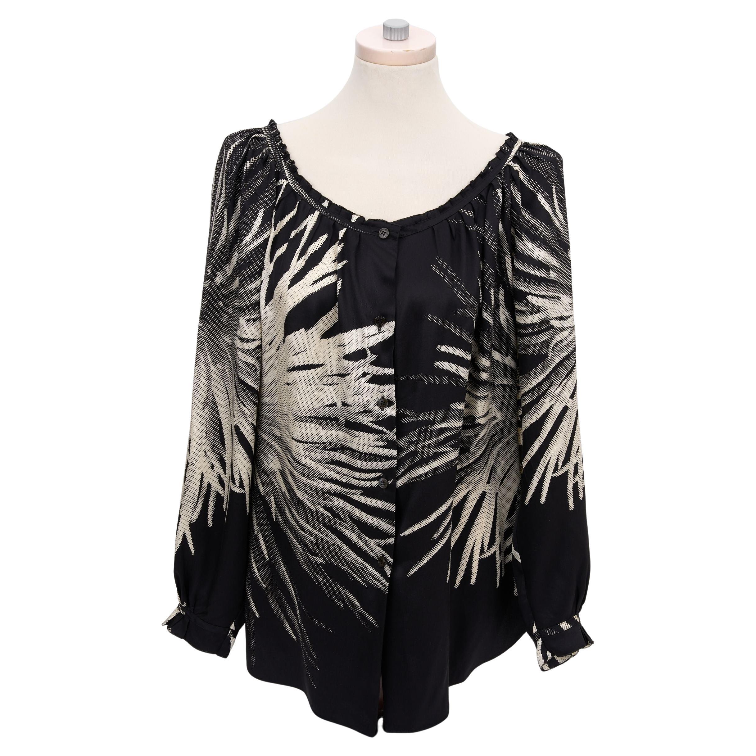 Hermès Long Sleeve Black Silk Blouse For Sale