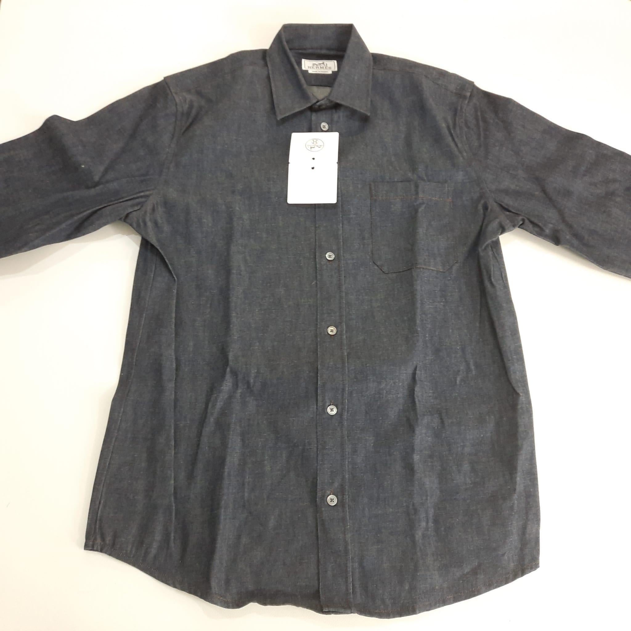 Hermes Long sleeve Indigo Size 39  Sporty fit denim shirt For Sale 3