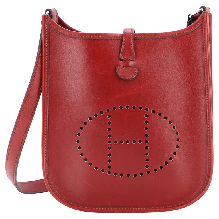 Authentic! Hermes Evelyne Brick Red Clemence Leather GM Handbag