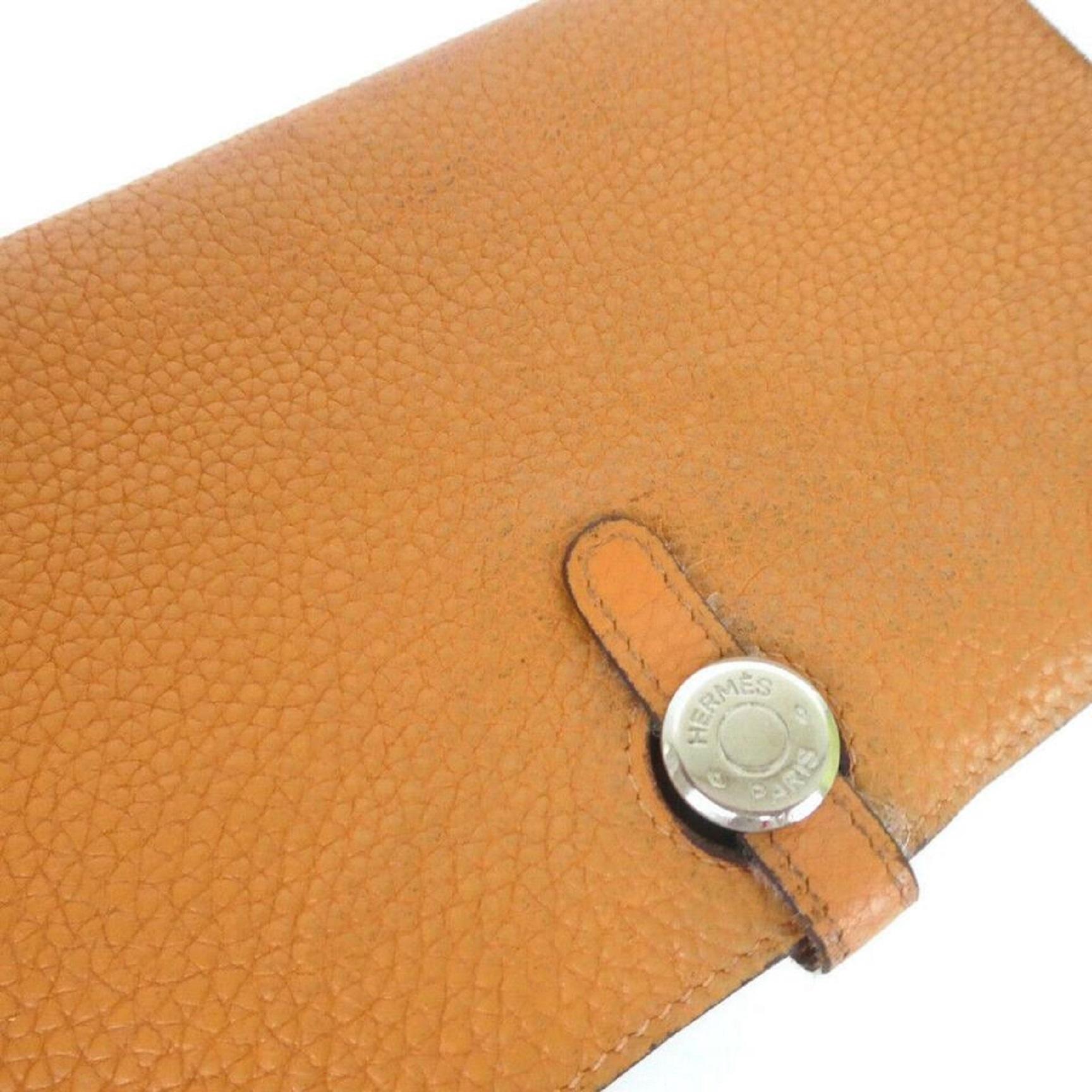 Women's Hermès Long Wallet Dogon Wallet 860019 Brown Leather Clutch