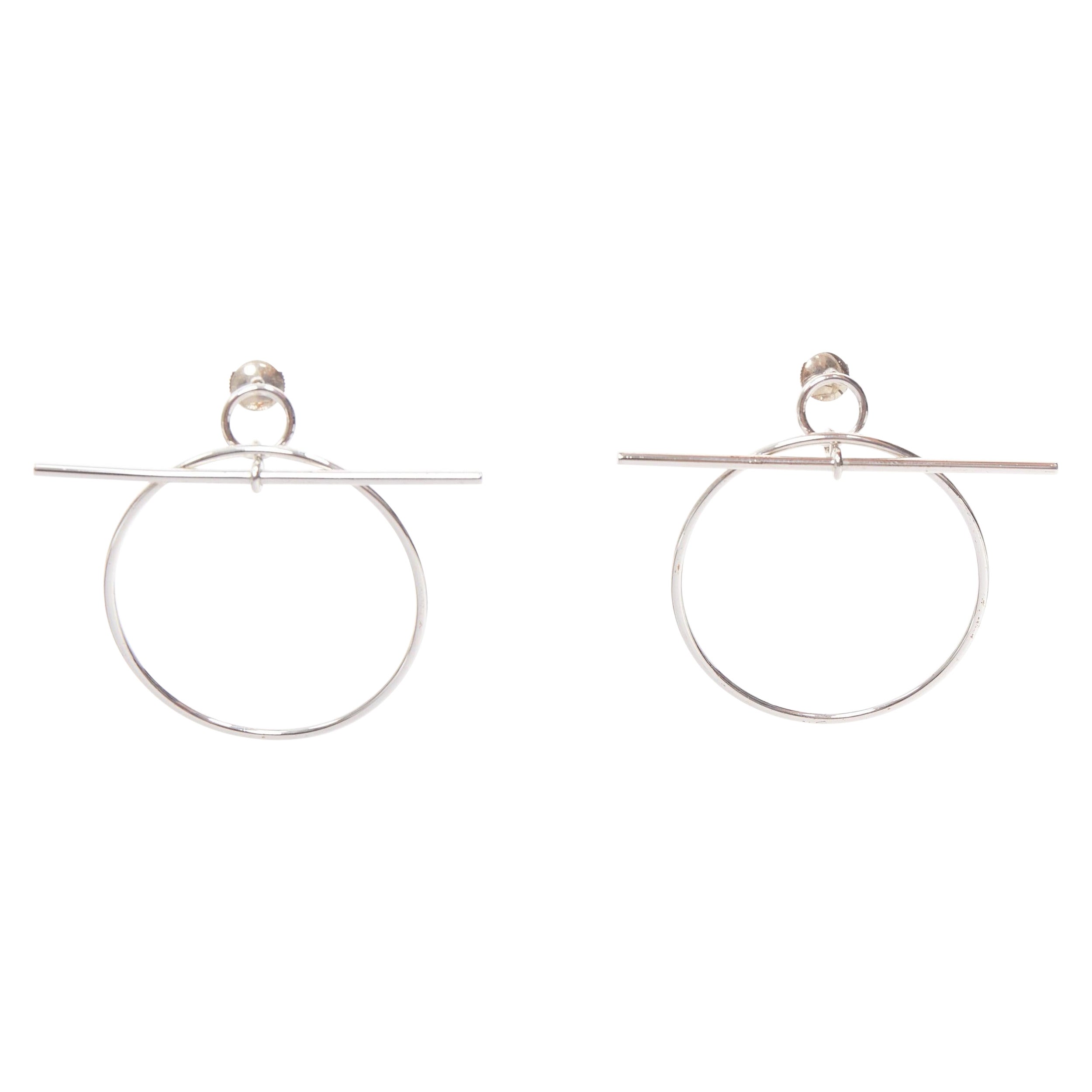 HERMES Looping in argento 925 con chiusura ad alamaro e orecchini a cerchio Pair in vendita