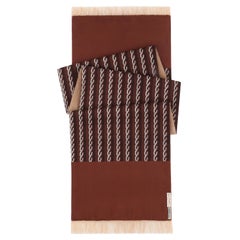 HERMES Lord & Taylor Brown Trompe L'oeil Knit Print Oblong Wool Lined Silk Scarf