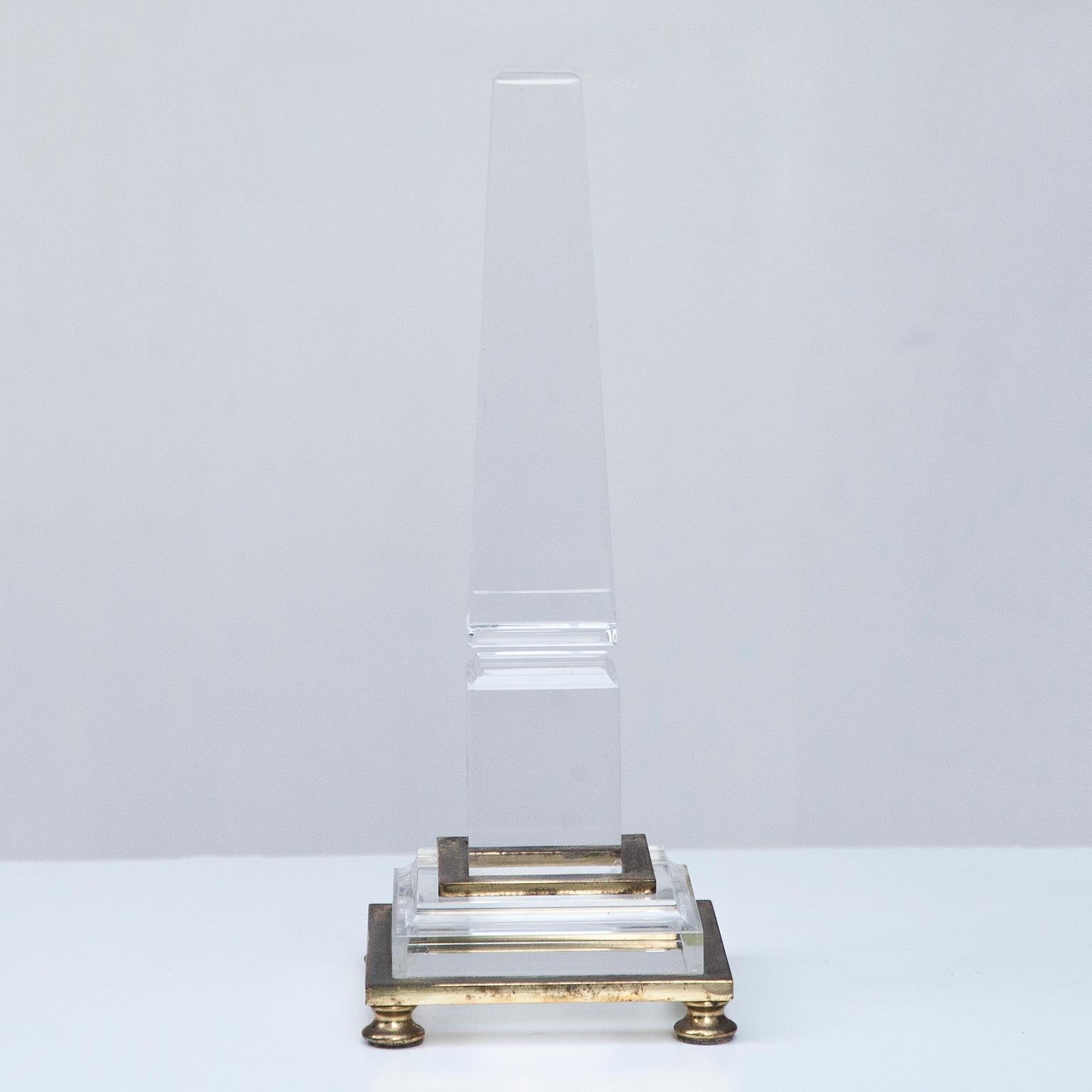 Hollywood Regency Hermes Lucite Obelisk Desk Accessory, 1970