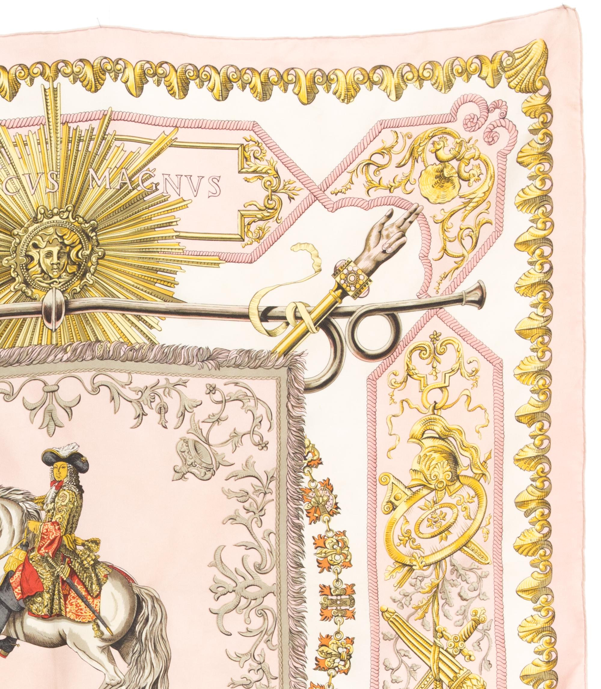 Hermes Ludovicus Magnus von F. de la Perriere Seidenschal im Zustand „Gut“ im Angebot in Paris, FR
